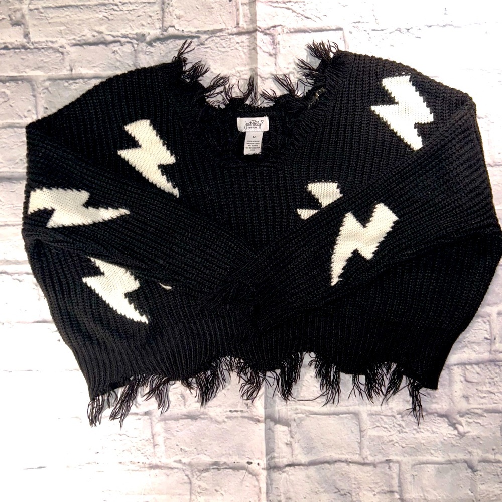 Just Polly Sweater lightening bolt crop